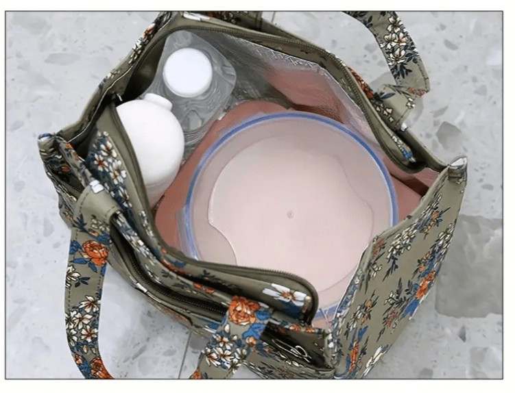 Boxed Style Floral Insulated Cooler Lunch Bag Tote - The Tote Place