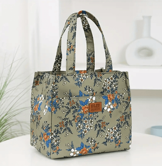 Boxed Style Floral Insulated Cooler Lunch Bag Tote - The Tote Place
