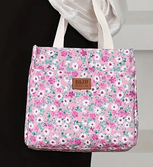 Boxed Style Floral Insulated Cooler Lunch Bag Tote - The Tote Place