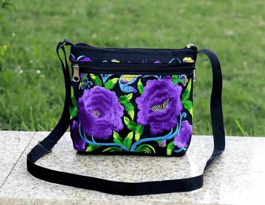 Embroidered Brightly Colored Floral Shoulder Bag Purse Handbag - The Tote Place