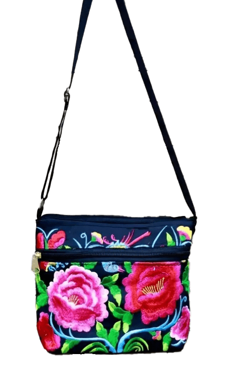 Embroidered Brightly Colored Floral Shoulder Bag Purse Handbag - The Tote Place