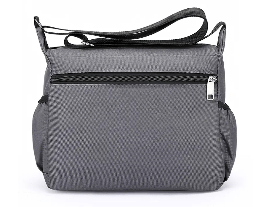 Nylon Crossbody Bag With Multiple Zippered Compartments - The Tote Place