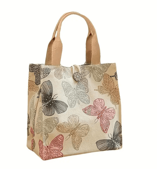 Small Tote Bag Handbag Purse With Colorful Butterfly Design - The Tote Place