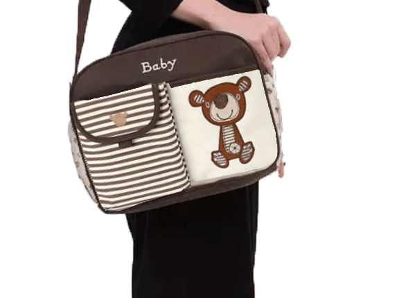 Striped Teddy Bear Waterproof Diaper Bag - The Tote Place