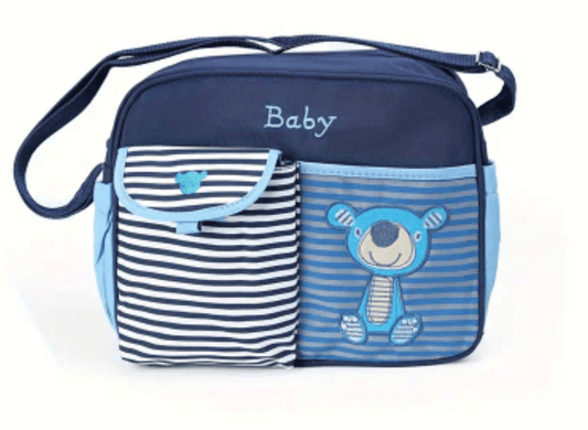 Striped Teddy Bear Waterproof Diaper Bag - The Tote Place