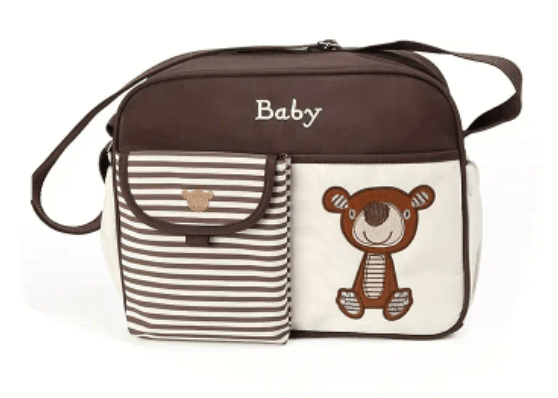 Striped Teddy Bear Waterproof Diaper Bag - The Tote Place