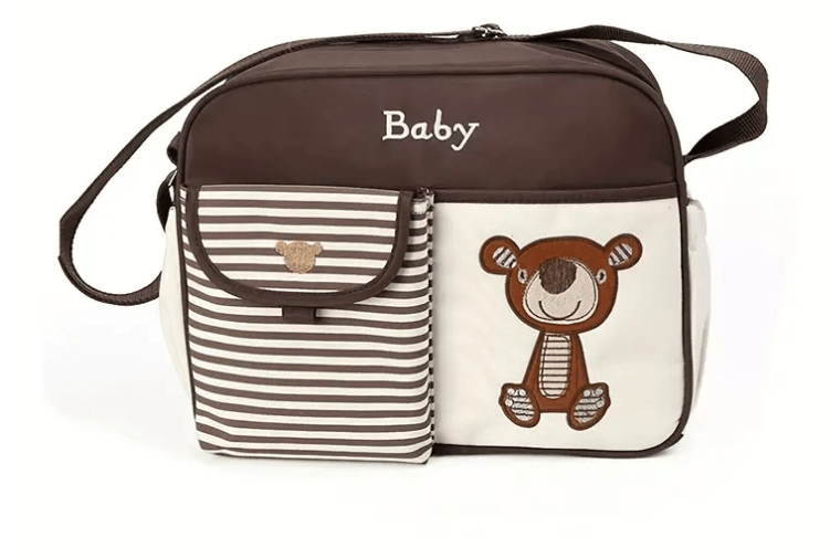 Striped Teddy Bear Waterproof Diaper Bag - The Tote Place