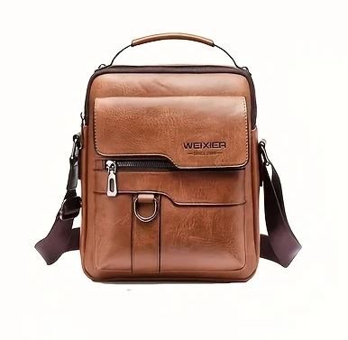 Retro Vegan Leather Crossbody Messenger Bag