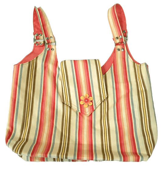 Bright Color Large Striped Tote Beach Bag - The Tote Place