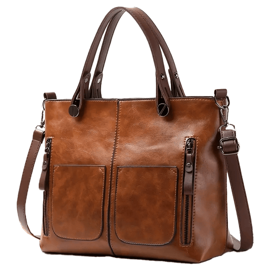 Vintage Style Large Capacity Faux Leather Handbag - The Tote Place